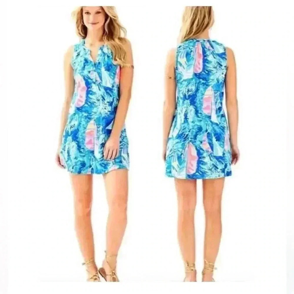 Lilly Pulitzer Essie Sleeveless Shift Dress Sz XSmall Hey Bay Bay Sailboat Print - Picture 1 of 9